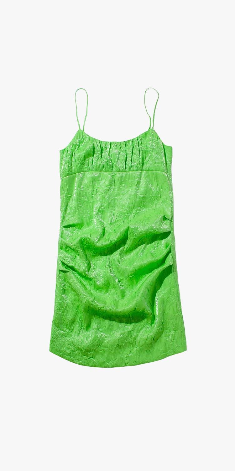RUCHED CANDY SLIP DRESS (GREEN)
