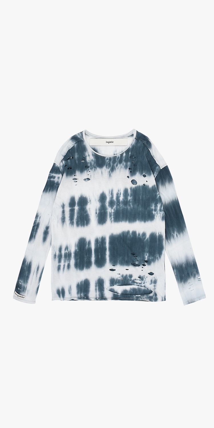 Tie-dyed cotton distressed jersey t-shirt (multicolor)