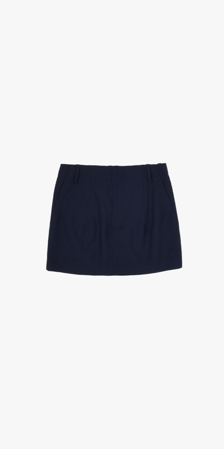 Low-rise wool mini skirt (NAVY)