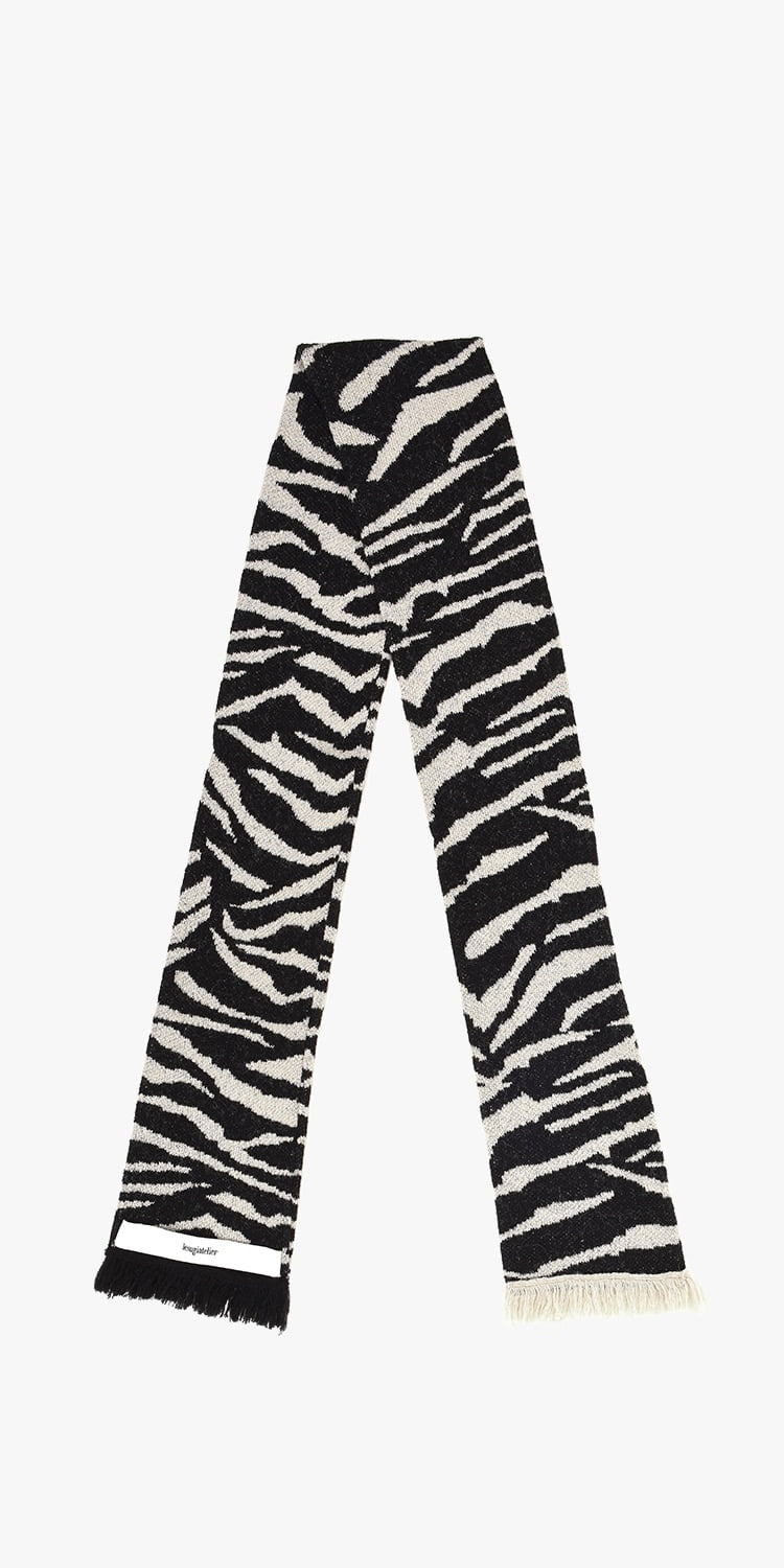 Wool-blend tiger scarf  (BLACK)
