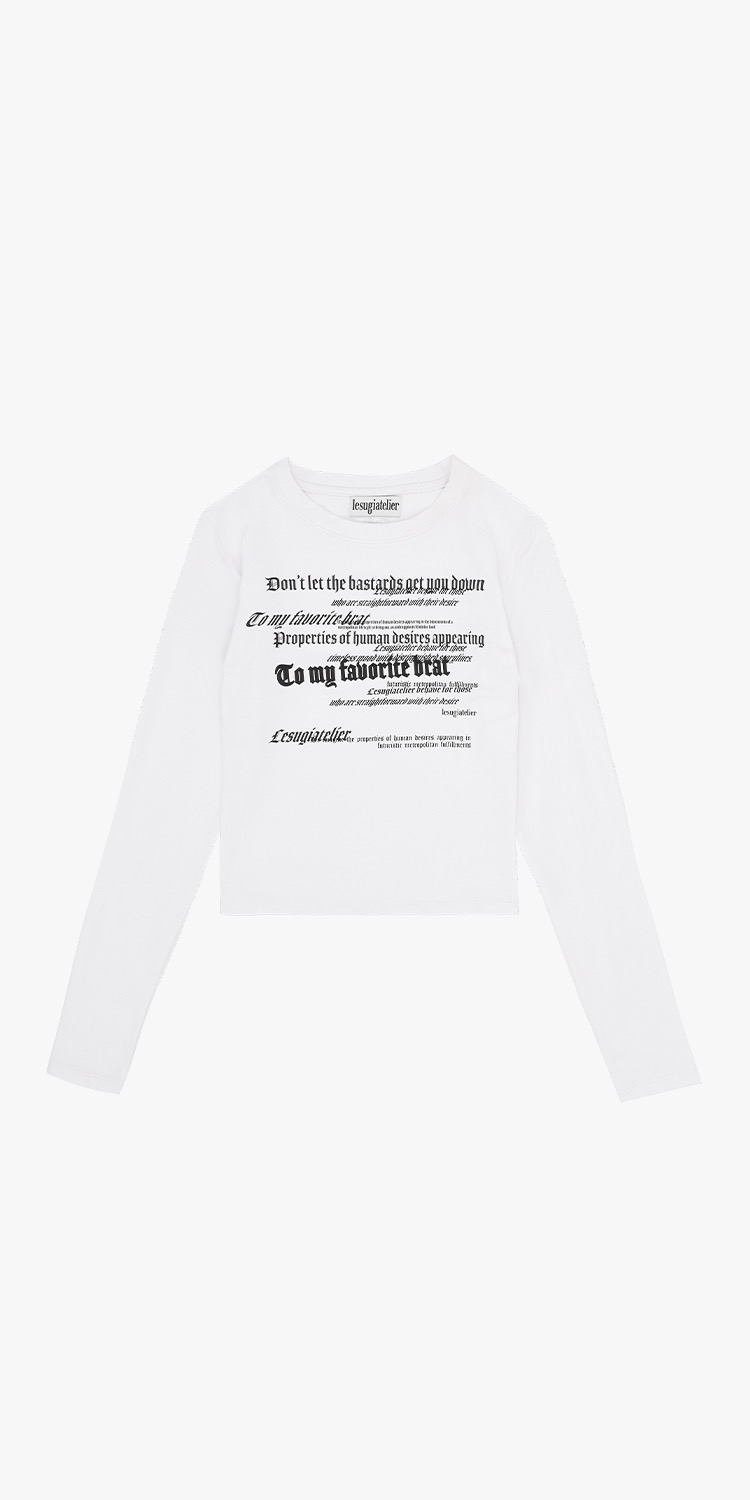 Blackletter print long sleeve t-shirt (WHITE)