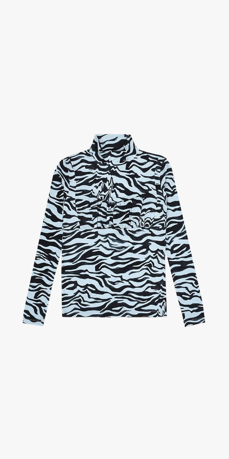 soft utility tiger-print shrring sports top (SKY BLUE)
