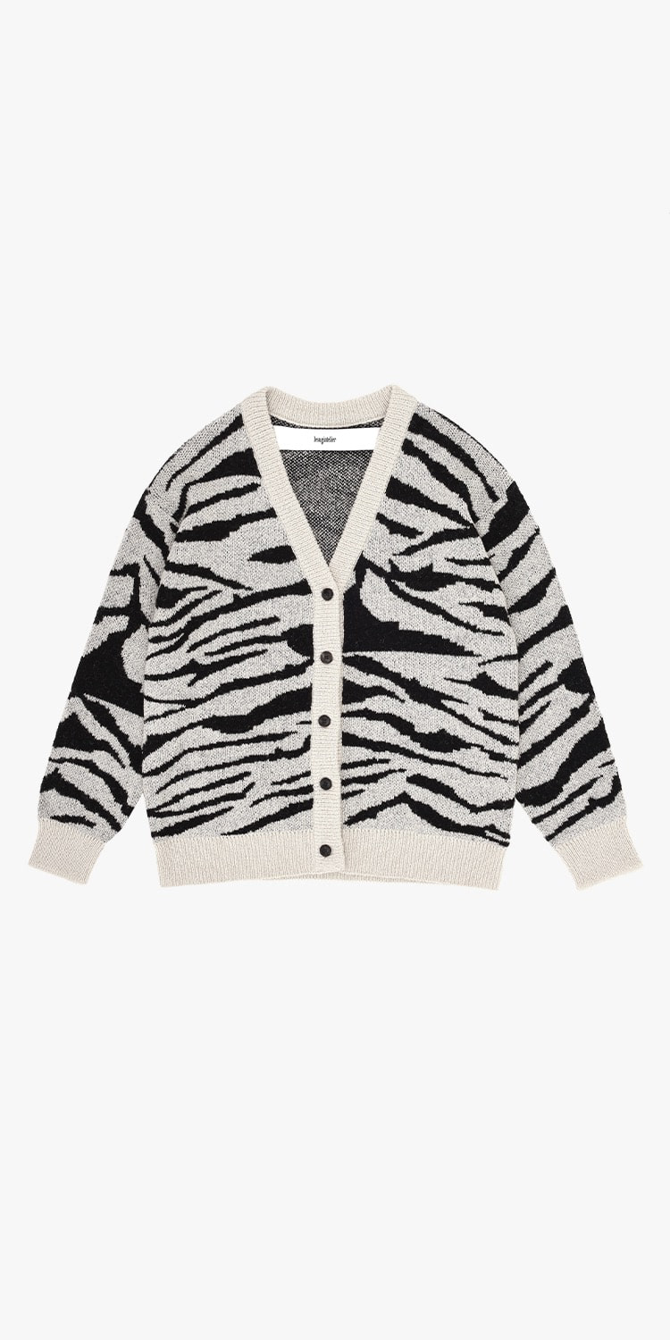wool blend tiger cardigan (BEIGE)