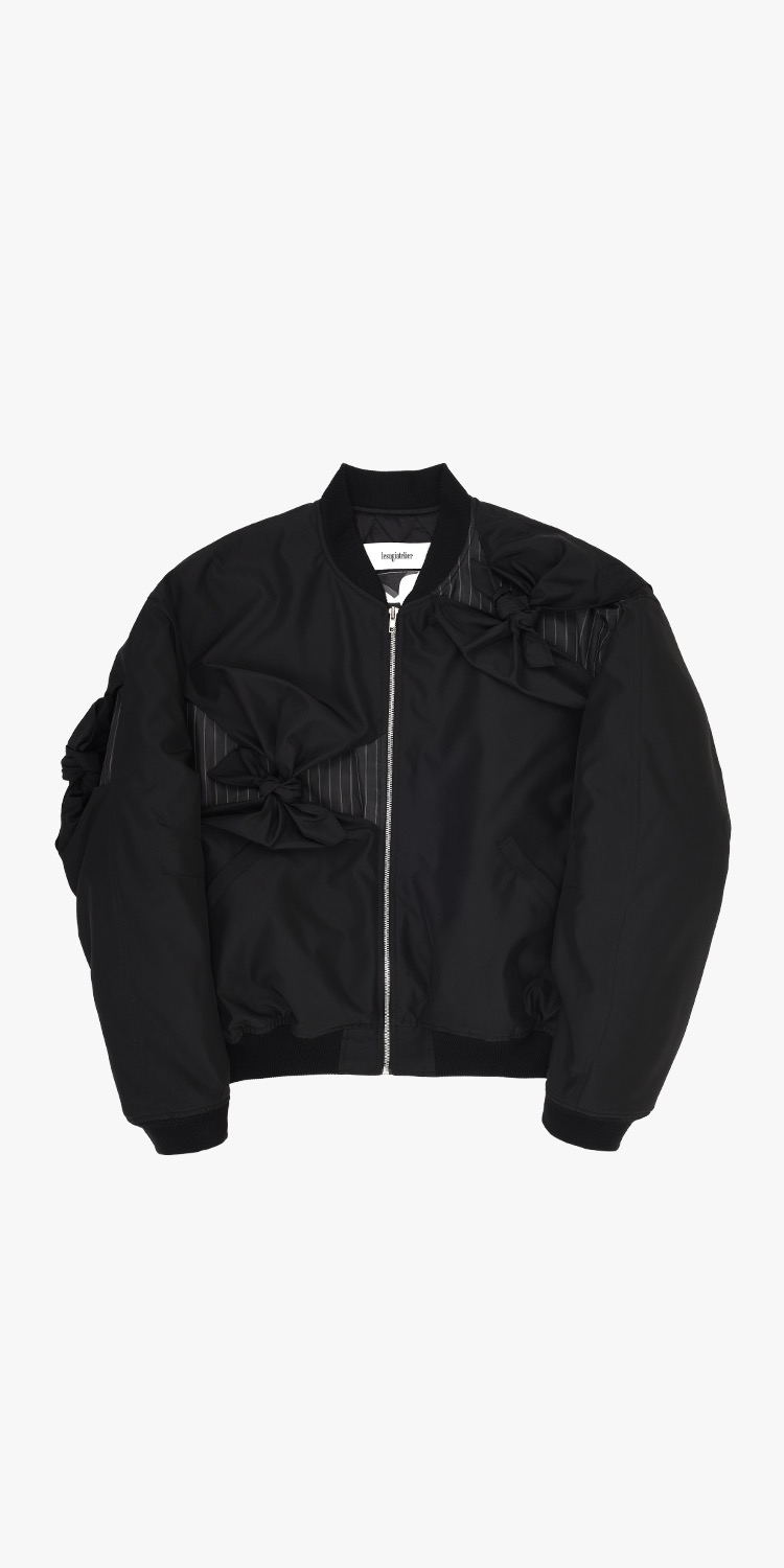 Oversized knot bomber jacket (BLACK)