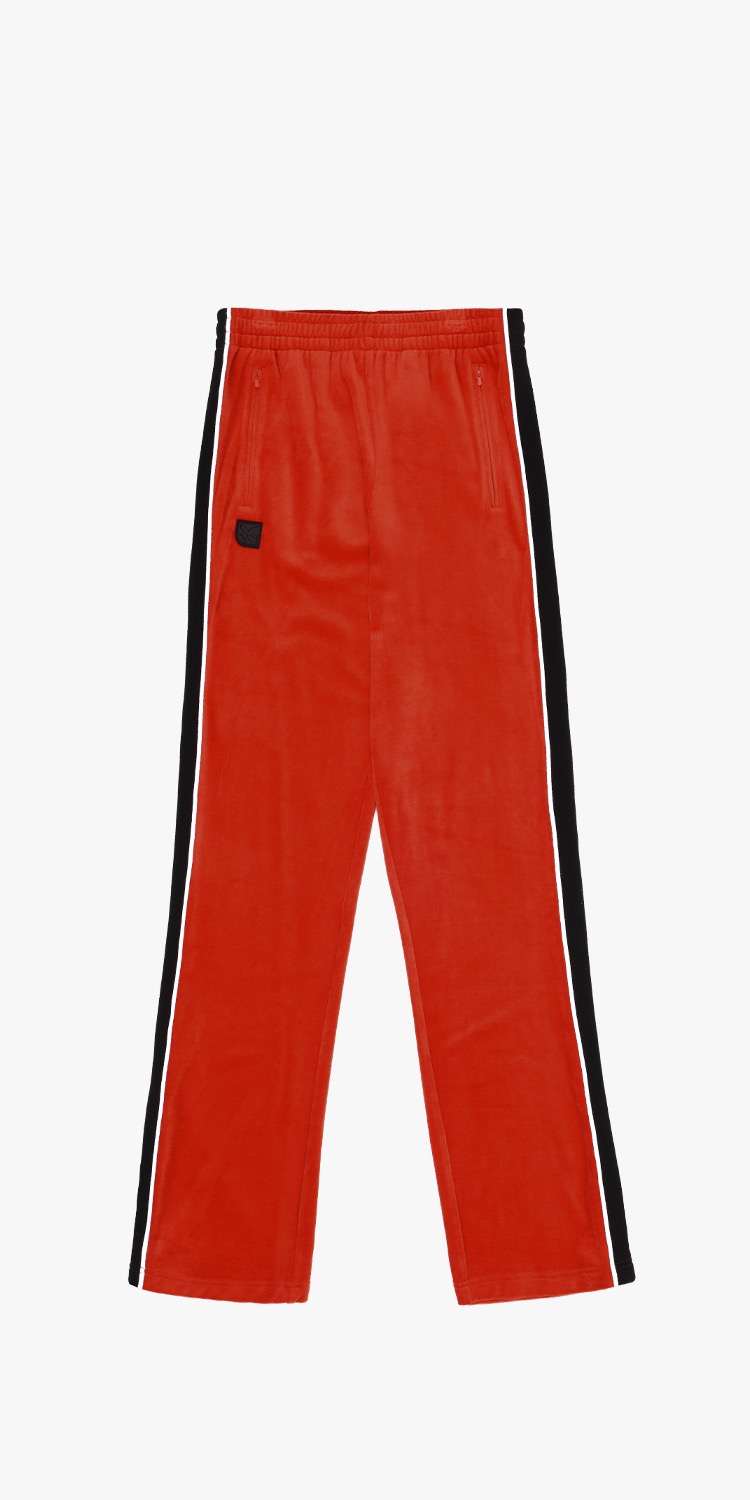 Slim-leg velour track pants (RED)