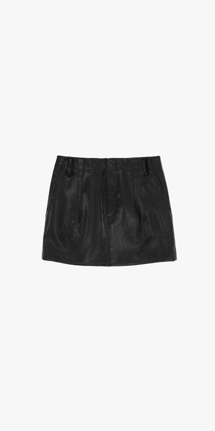 Low-rise faux-leather mini skirt (BLACK)
