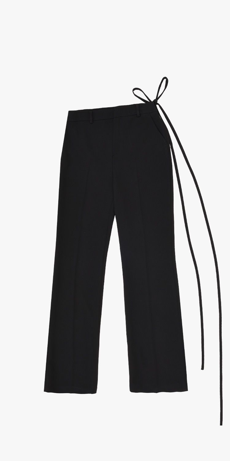 Asymmetric belt trousers (BLACK)