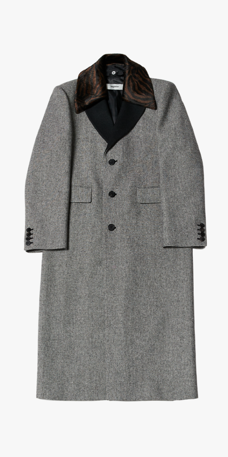 Detachable-collar long coat