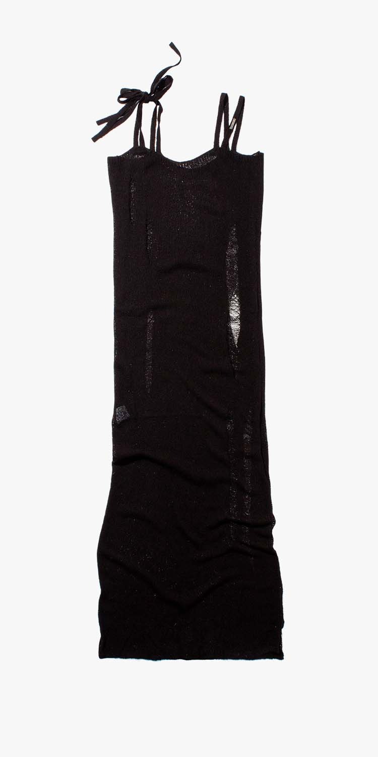 GRUNGE KNIT SLIP DRESS (BLACK)