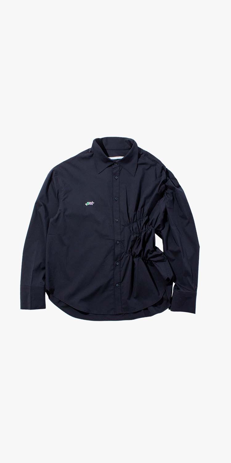 RUCHED OVERSIZE SHIRT (NAVY)