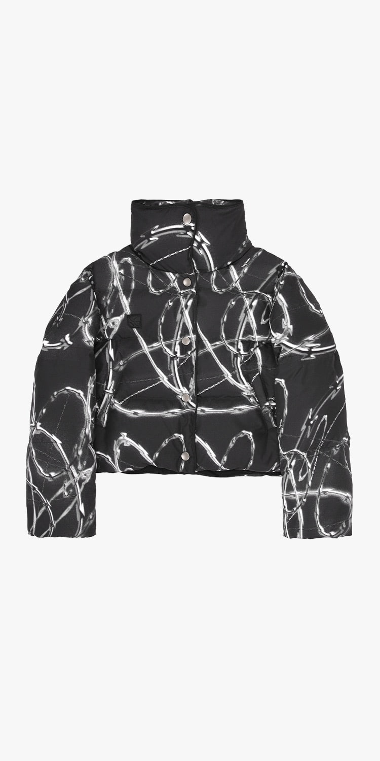 Barbed wire pinting puffer Jacket (GRAPHIC)