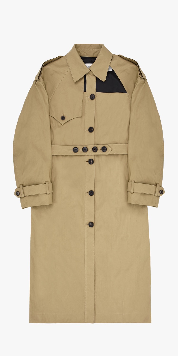 Front cut-out trench coat (BEIGE)