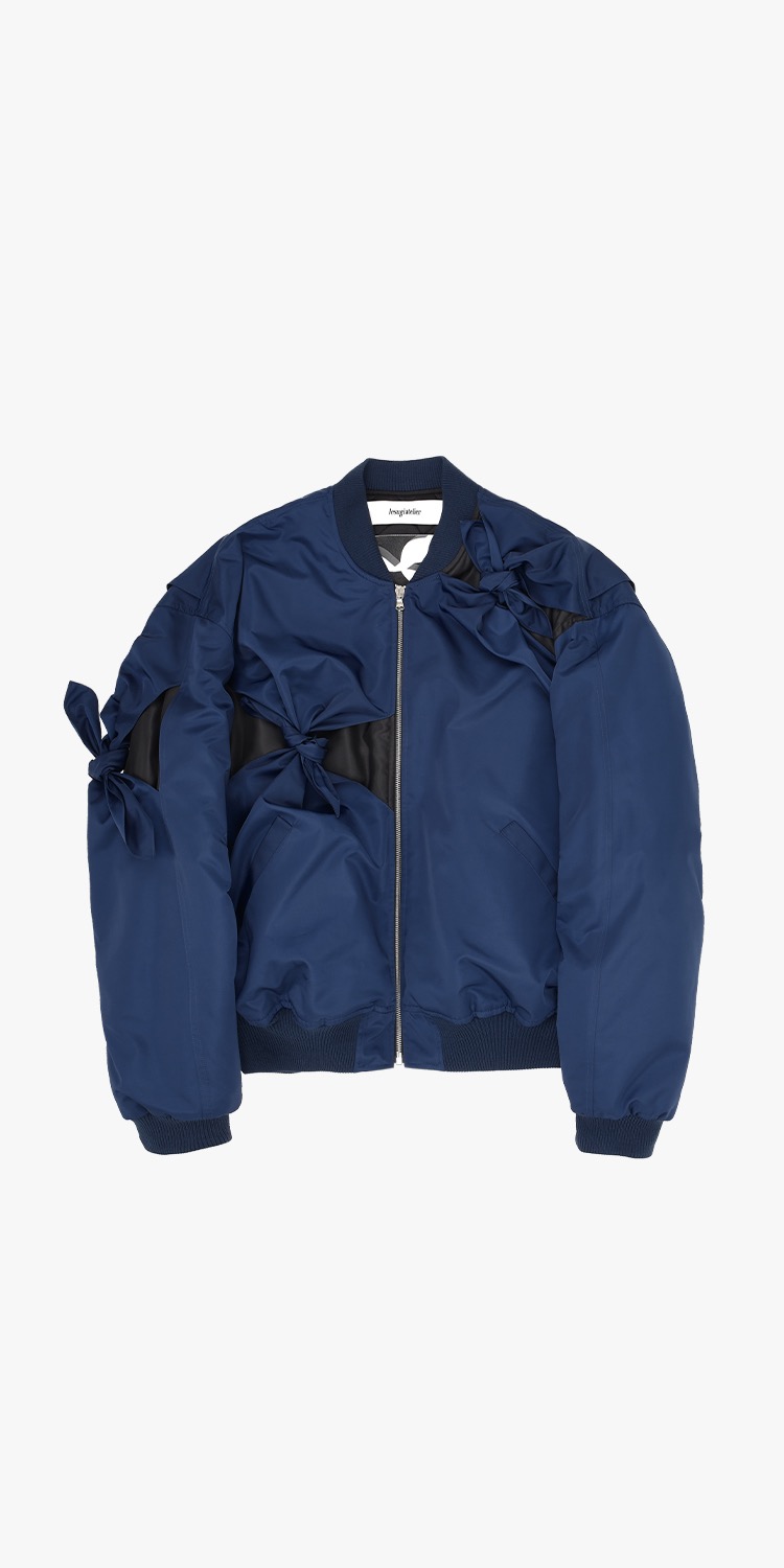 Oversized knot bomber jacket (BLUE)