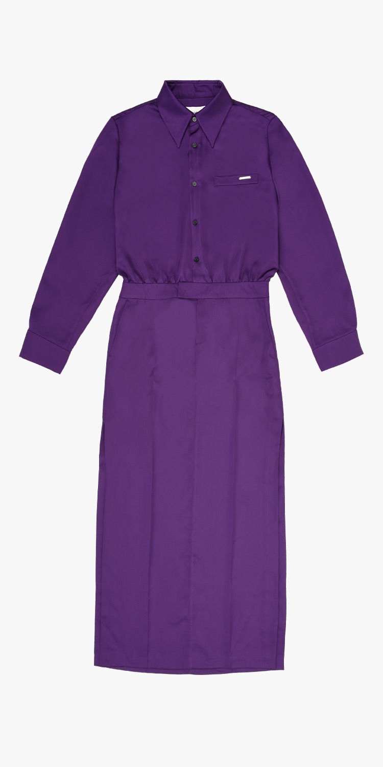 Satin shirt long dress (PURPLE)