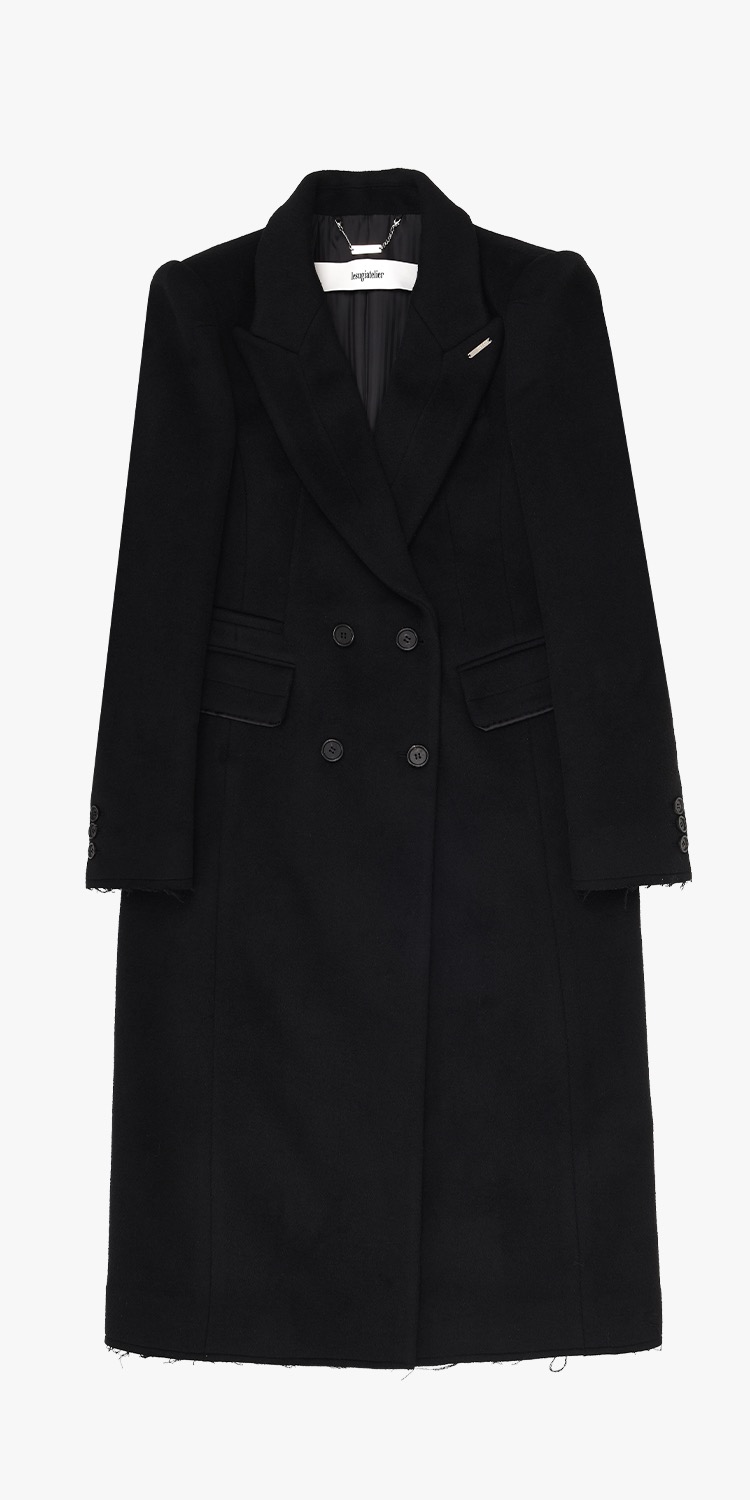 Black raw deged tailored coat (BLACK)
