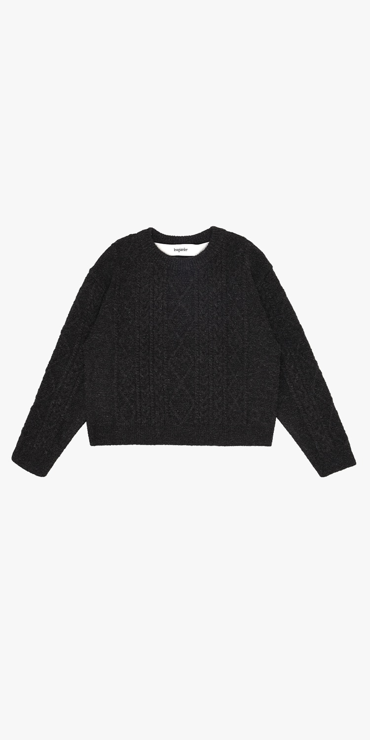 cable-knit wool-blend sweater (CHARCOAL GREY)
