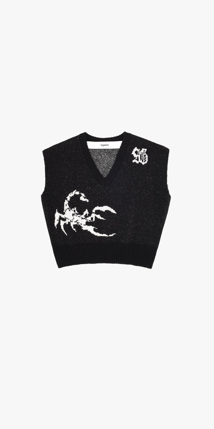 wool-alpaca blend scorpion vest knit (BLACK)