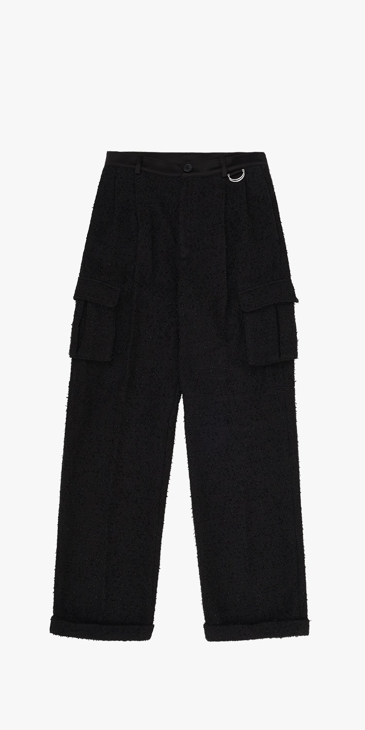 Wide-leg tweed trousers (BLACK)