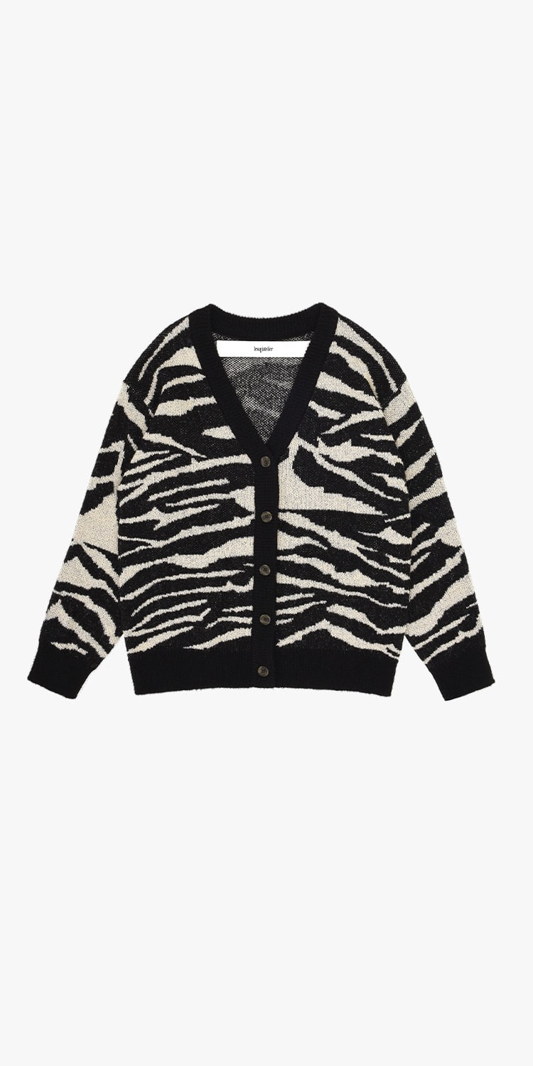 wool blend tiger cardigan (BLACK)