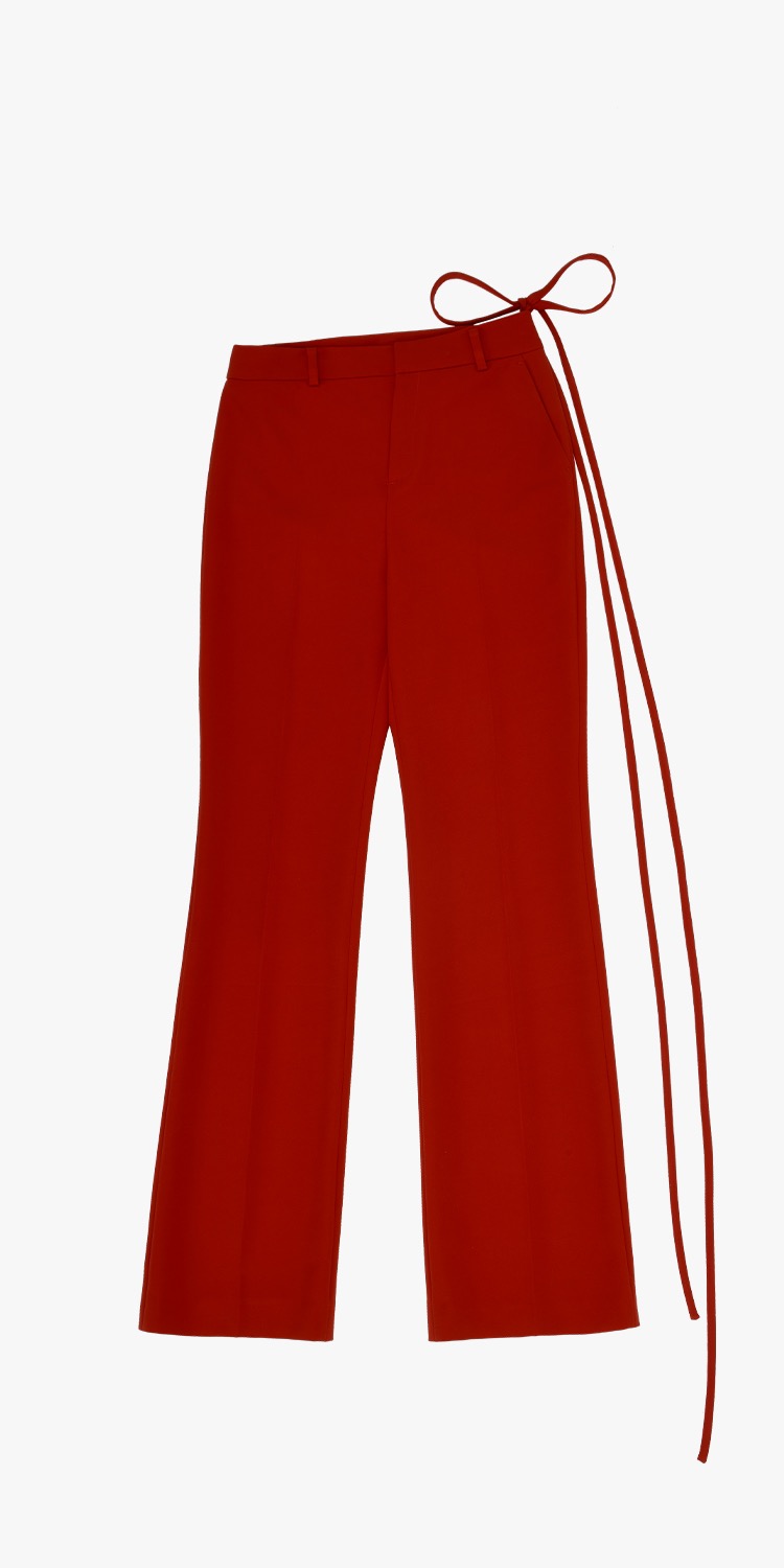 Asymmetric belt trousers (RED)