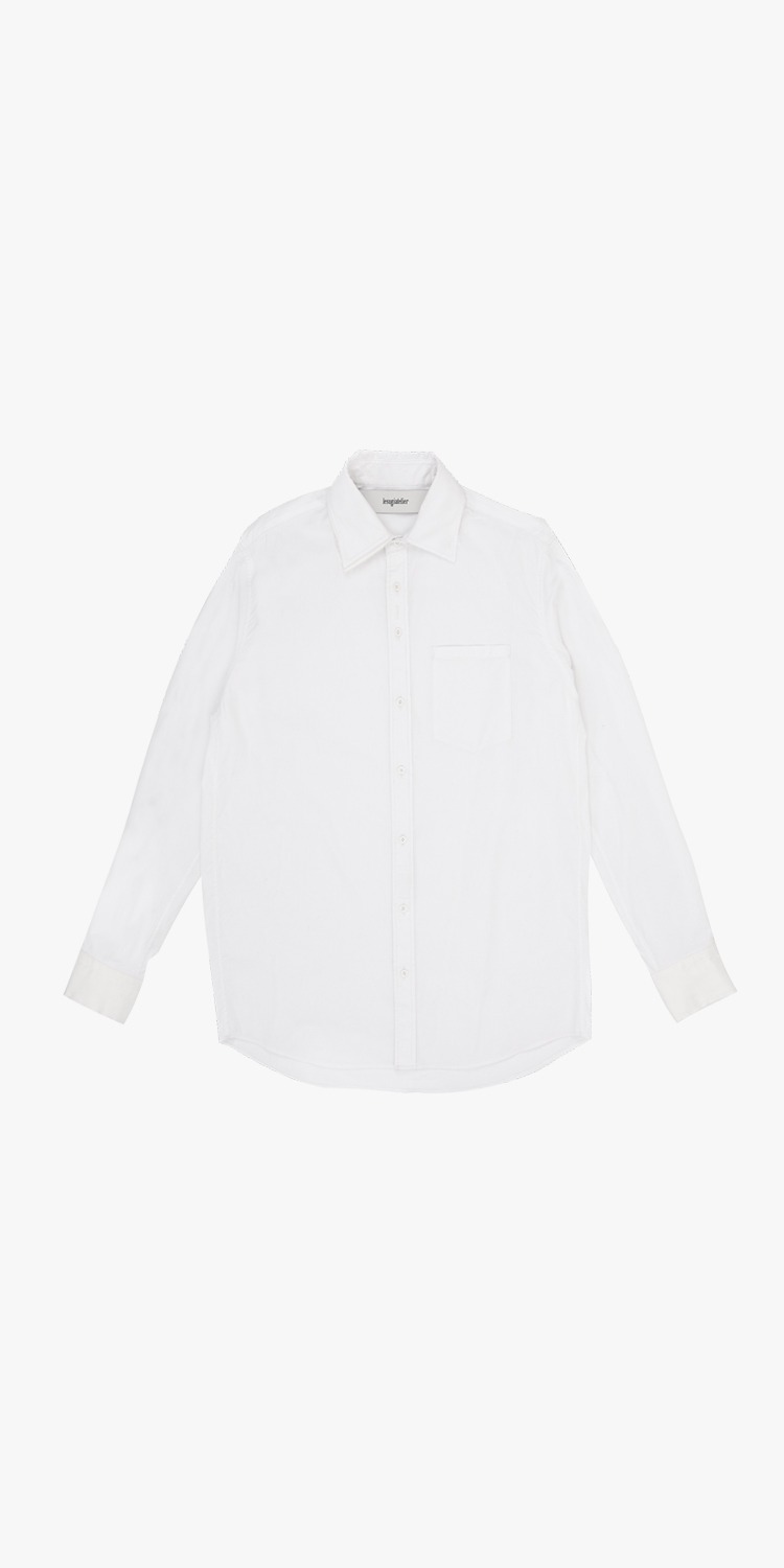 Layered collar cotton-poplin shirt (WHITE)