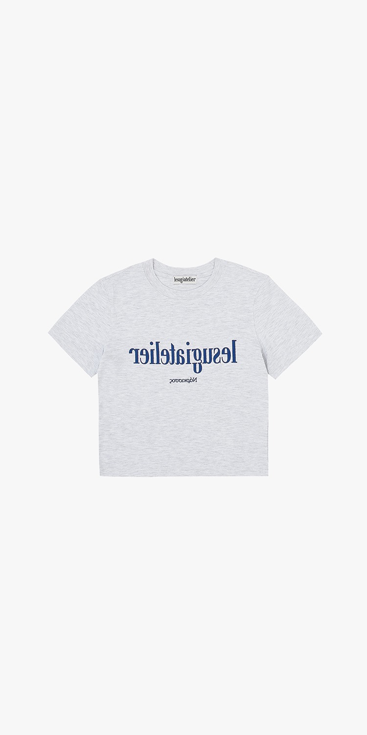 Mirror typography graphic cropped T-shirt