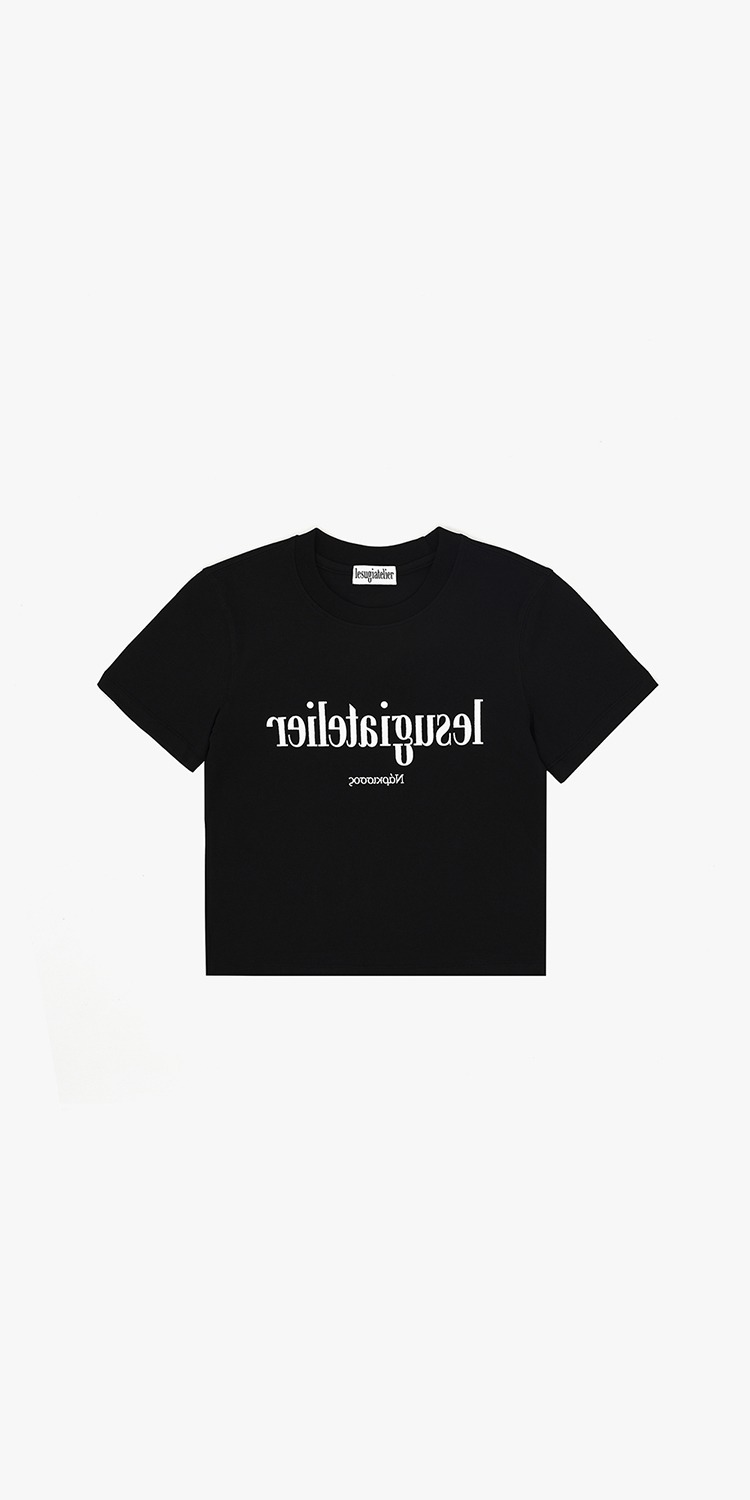 Mirror typography graphic cropped T-shirt