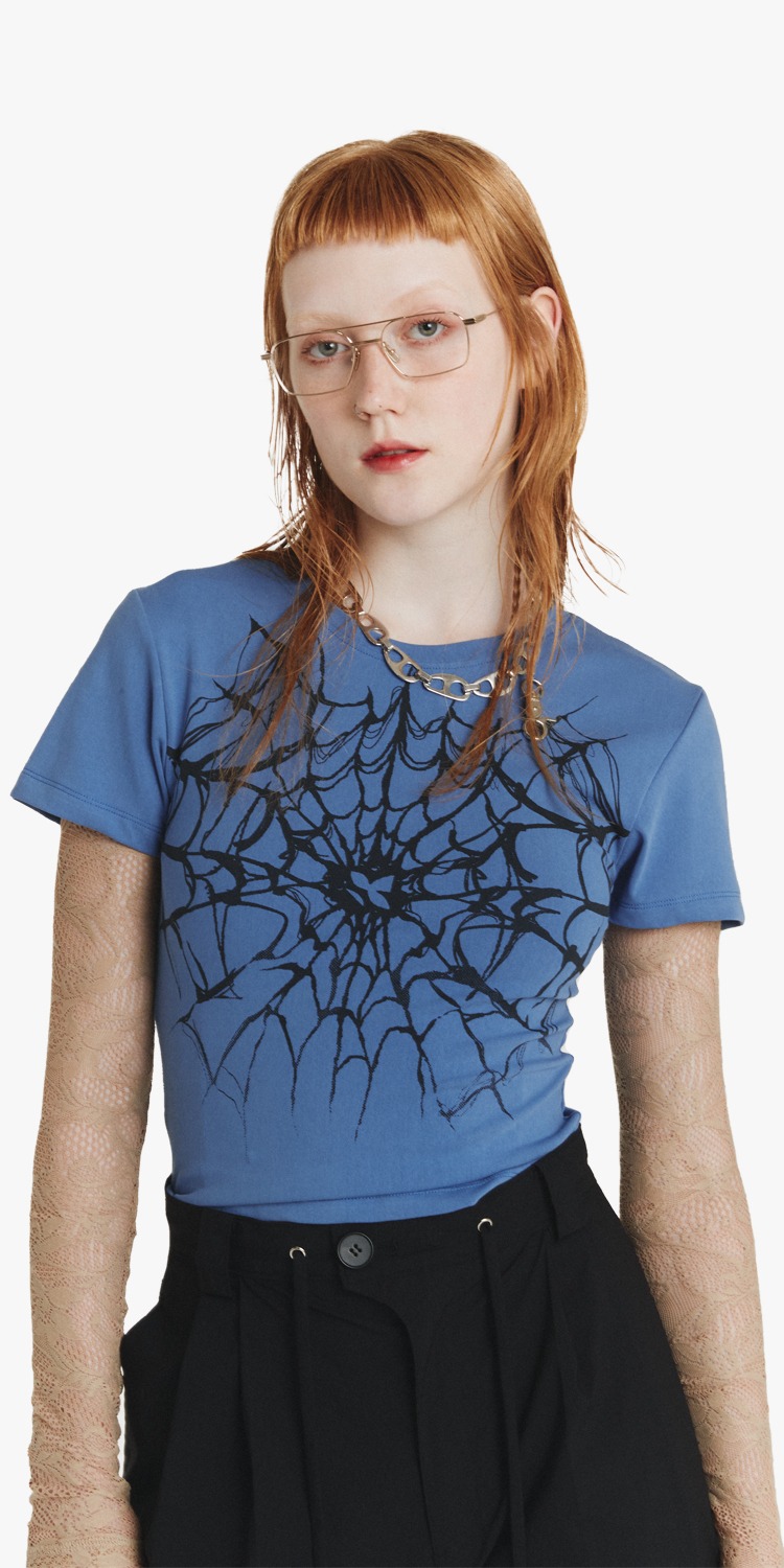 Spider web graphic T-shirt
