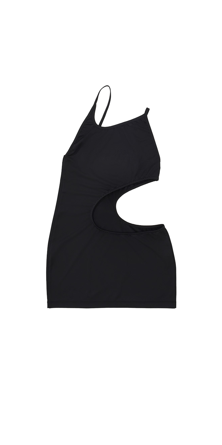 Cut-out mini jersey dress (BLACK)