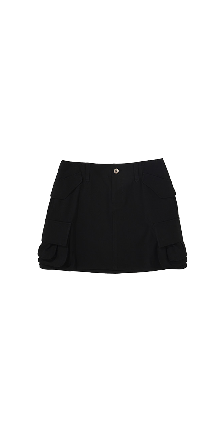 Cargo-pocket mini skirt (BLACK)