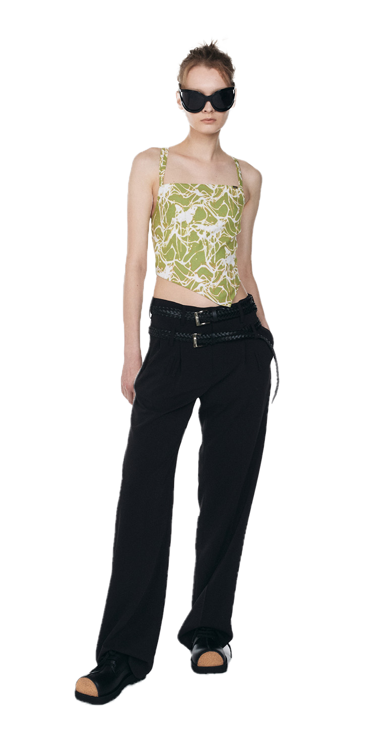 Butterfly graphic-print string camisole (GREEN)